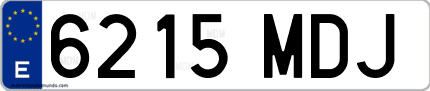 Ejemplo de matrícula de coche ordinaria 6215 MDJ