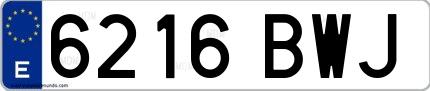 Ejemplo de matrícula española 6216 BWJ