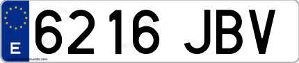 Ejemplo de matrícula de coche ordinaria 6216 JBV
