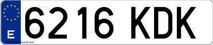 Ejemplo de matrícula española 6216 KDK