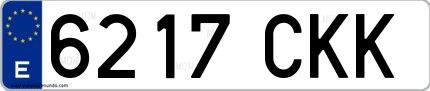 Ejemplo de matrícula española 6217 CKK