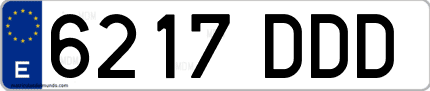 Ejemplo de matrícula de coche ordinaria 6217 DDD