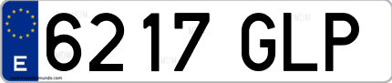 Ejemplo de matrícula de coche ordinaria 6217 GLP