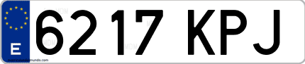 Ejemplo de matrícula de coche ordinaria 6217 KPJ