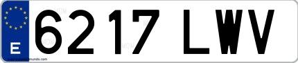 Ejemplo de matrícula española 6217 LWV