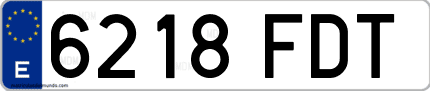 Ejemplo de matrícula de coche ordinaria 6218 FDT