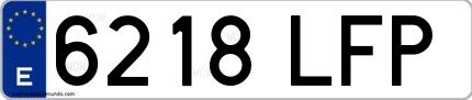 Ejemplo de matrícula española 6218 LFP
