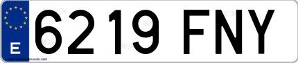 Ejemplo de matrícula española 6219 FNY