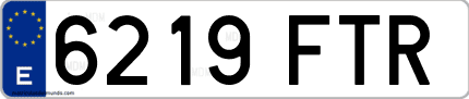 Ejemplo de matrícula de coche ordinaria 6219 FTR