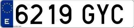 Ejemplo de matrícula española 6219 GYC