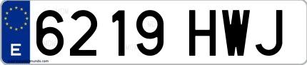 Ejemplo de matrícula española 6219 HWJ