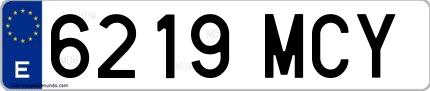 Ejemplo de matrícula española 6219 MCY