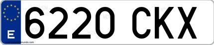Ejemplo de matrícula española 6220 CKX