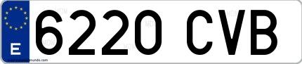 Ejemplo de matrícula española 6220 CVB