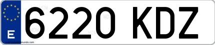 Ejemplo de matrícula española 6220 KDZ