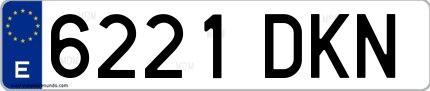 Ejemplo de matrícula española 6221 DKN