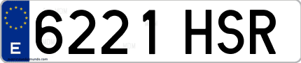 Ejemplo de matrícula de coche ordinaria 6221 HSR