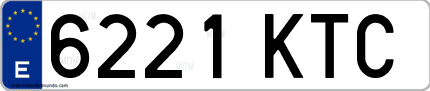 Ejemplo de matrícula de coche ordinaria 6221 KTC