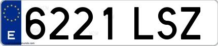 Ejemplo de matrícula española 6221 LSZ