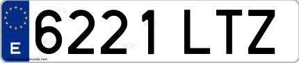Ejemplo de matrícula española 6221 LTZ