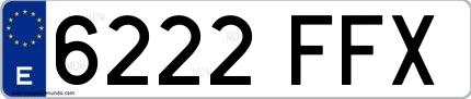 Ejemplo de matrícula española 6222 FFX