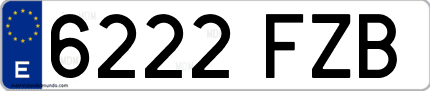 Ejemplo de matrícula de coche ordinaria 6222 FZB