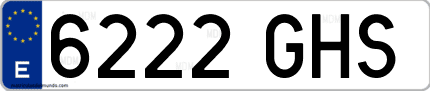 Ejemplo de matrícula de coche ordinaria 6222 GHS