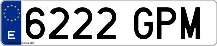 Ejemplo de matrícula española 6222 GPM