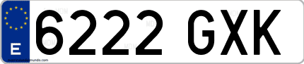 Ejemplo de matrícula de coche ordinaria 6222 GXK