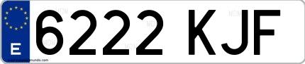 Ejemplo de matrícula española 6222 KJF