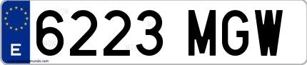 Ejemplo de matrícula española 6223 MGW