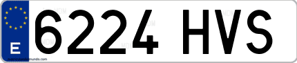 Ejemplo de matrícula de coche ordinaria 6224 HVS