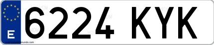 Ejemplo de matrícula española 6224 KYK