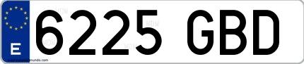 Ejemplo de matrícula española 6225 GBD