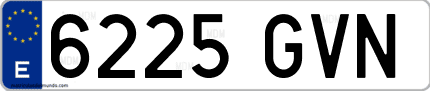 Ejemplo de matrícula de coche ordinaria 6225 GVN