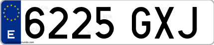 Ejemplo de matrícula de coche ordinaria 6225 GXJ