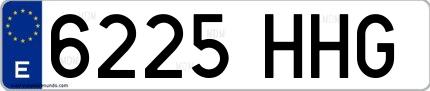 Ejemplo de matrícula española 6225 HHG