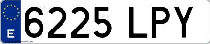 Ejemplo de matrícula española 6225 LPY