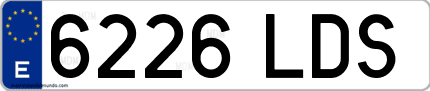 Ejemplo de matrícula de coche ordinaria 6226 LDS