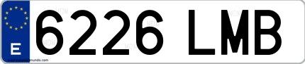 Ejemplo de matrícula española 6226 LMB