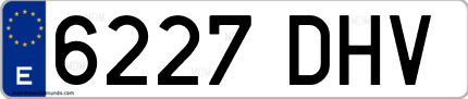 Ejemplo de matrícula de coche ordinaria 6227 DHV