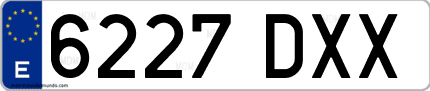 Ejemplo de matrícula de coche ordinaria 6227 DXX