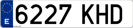 Ejemplo de matrícula de coche ordinaria 6227 KHD