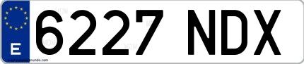 Ejemplo de matrícula española 6227 NDX