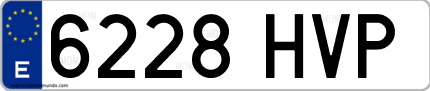 Ejemplo de matrícula de coche ordinaria 6228 HVP