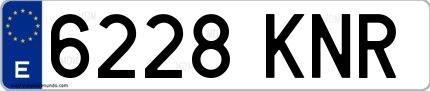 Ejemplo de matrícula española 6228 KNR
