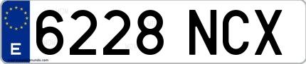 Ejemplo de matrícula española 6228 NCX