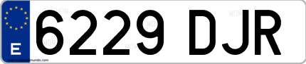 Ejemplo de matrícula de coche ordinaria 6229 DJR