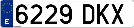 Ejemplo de matrícula española 6229 DKX