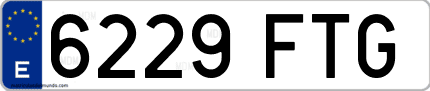Ejemplo de matrícula de coche ordinaria 6229 FTG